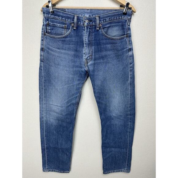 Levi's 505 Regular Fit Straight Leg Blue Jeans 90s Men's 34x32 (34x30) Grunge - Picture 1 of 15